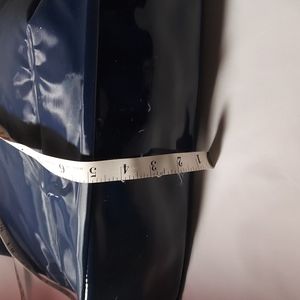 Dark Blue Vinyl Shinny Bag with Handle